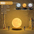 Magnetic levitating moon lamp with three light colors and remote control, showcasing warm yellow and white light options.