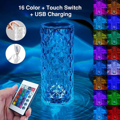 16 Colors LED Crystal Rose Lamp romantic gift